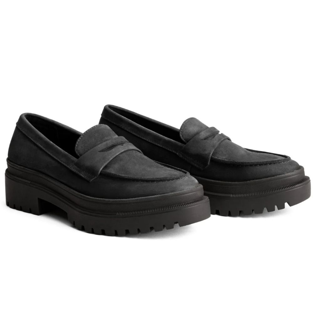 Patina Zoe CHUNKY LOAFER Shadow Black Nubuck Leather Size 7.5 EU38 NWOB